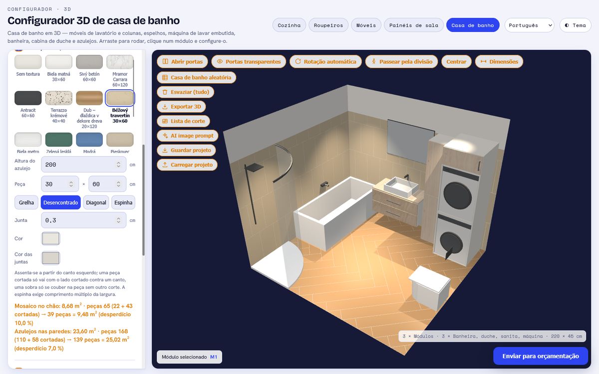 Azulejos com cálculo de desperdício